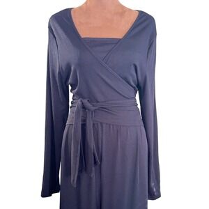 CIDER Wrap Top Jumpsuit Women's 1X Black Ribbed Long Sleeve Wide Leg NWT